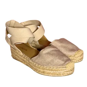 Soda Espadrille Platform Sandals Ankle Wrap Beige Linen + Hemp Size 8 thumbnail 2