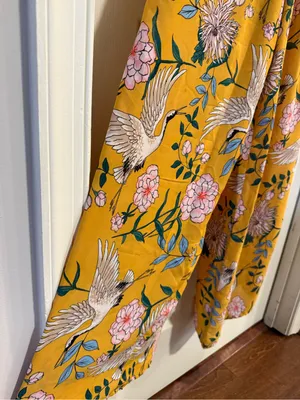 Flying Tomato Mustard Floral Jumpsuit with Floral & Crane Print thumbnail 4