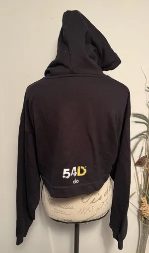 Aloha Island Alo Yoga Cropped Hoodie‎ Black Womens Size S Workout Sweatshirt Hooded 54D thumbnail 1