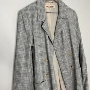 Free People Olivia Plaid Blazer Natural Plaid Combo Womens Small thumbnail 9