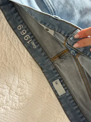 Gap 1969 Denim mini skirt light wash frayed hem thumbnail 4