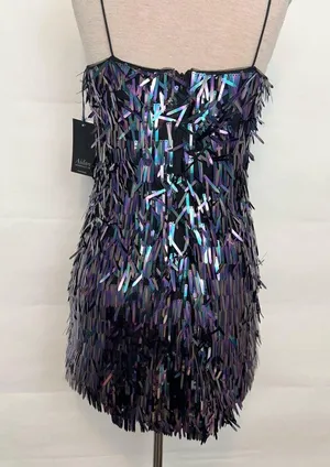 NWT Aiden Mattox Sequin Flapper Cocktail Mini Dress Multicolored Party Dress thumbnail 3
