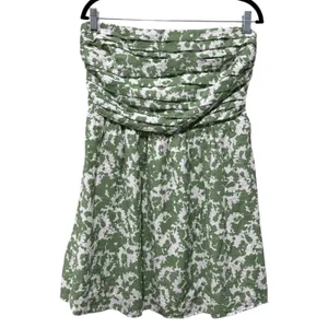 Abercrombie Fitch Emerson Mini Dress Women Sz L Green Floral Smocked Strapless thumbnail 2