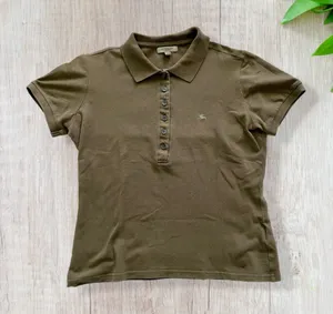 Women’s Olive Green Burberry Polo Shirt Size Medium thumbnail 1