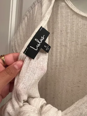 Lulus Jayde Cream Ribbed Knit Tie Back Top thumbnail 5