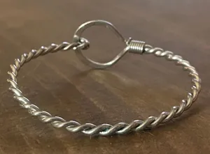 Silver Twisted Hook And Loop Bangle Bracelet thumbnail 5