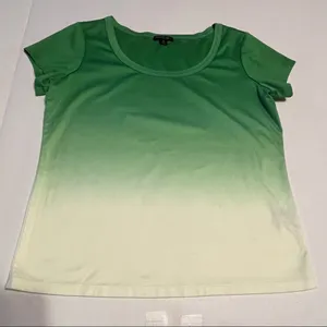 Lafayette 148 New York Womens Size Medium Green Ombre Short Sleeve Shirt‎ *FLAW* thumbnail 1