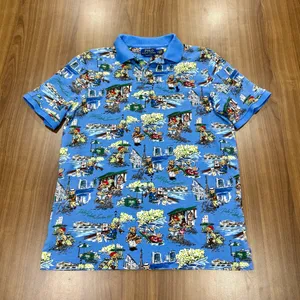 Polo Ralph Lauren Polo Bear Paris All-Over Print Mesh Polo Shirt - Men's Size M thumbnail 1