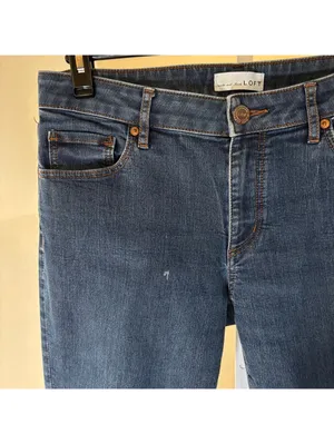 Loft EUC Women's Dark Wash Curvy Straight Leg Jeans Size 30/10 thumbnail 3
