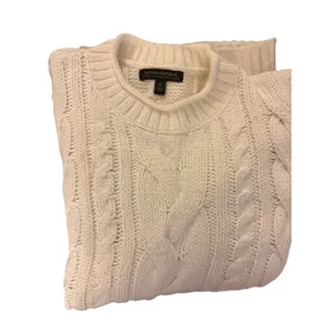 Banana Republic Snow Day Cable Knit Sweater Small Oversized Cream Cotton Wool thumbnail 2