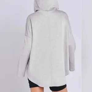 Gray oversized modern sporty chic simple travel hoodie 1/4 zipper pockets NWT M thumbnail 5