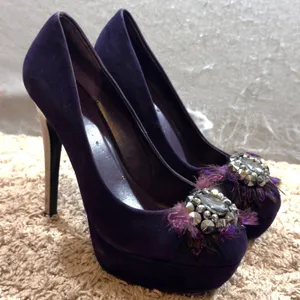 1665 | Aldo Bouch Jewel‎ Feather Embellished Platform Pump Purple Women 9 / 40 thumbnail 2