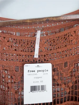 New Free People Emily Crochet copper brown Dress Size XS Boho thumbnail 6