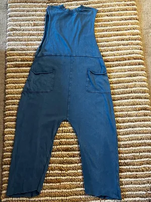 Out From Under Austin Sleeveless Blue Keyhole Back cotton loose fit Jumpsuit thumbnail 3