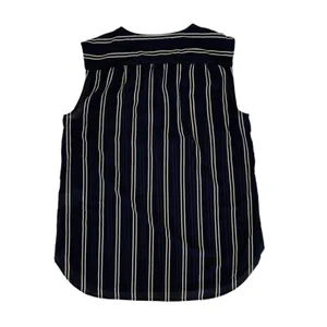 J Crew Blouse 8 Blue Sheer Sleeveless Striped Summer Career Preppy B5941 thumbnail 5
