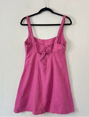 Zara Pink Linen Blend Mini Dress NEW Size Medium thumbnail 7