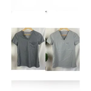 Figs Set 2 Gray Short Sleeve Medical Scrub Tops XXS thumbnail 8