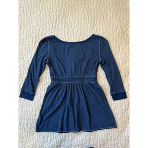 Abercrombie & Fitch Y2K Babydoll Top Henley 3/4 Sleeve Navy Size Large Vintage thumbnail 6