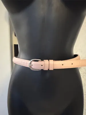 Classic Women's Pink Faux Leather Belt with Silver Buckle Sz: 2X thumbnail 1