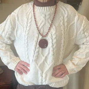 Cozy Cream Chenille Cable Knit Sweater thumbnail 1