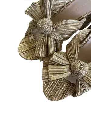 Loeffler Randall Penny Gold Pleated Bow Heel 6.5 thumbnail 9
