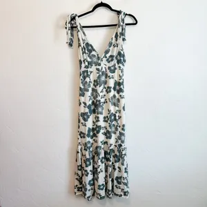 Abercrombie | Tie-Strap Floral Babydoll Midi Dress Green thumbnail 3