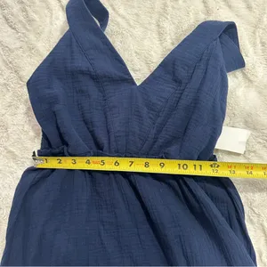 Steve Madden Navy Tiered Maxi Dress Size M Coastal Resort Vacation Casual Beach thumbnail 15