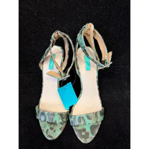 Topshop Teal Leopard Print Ankle Strap Stiletto Heels Women Size 37 Animal Print thumbnail 2