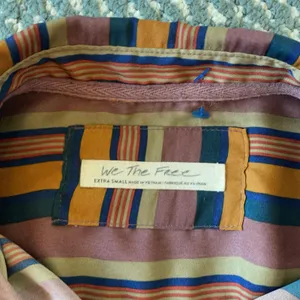 We The Free Tunic Shirt Womens XS Multicolor Striped Collared Snap Button Top thumbnail 5