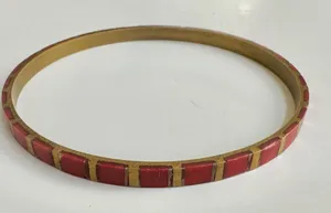 Red and gold tone brass bangle bracelet thumbnail 1