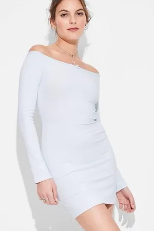 Wild Fable Womens Off The Shoulder Lace Trim‎ Mini Dress Light Blue XS NWT thumbnail 1