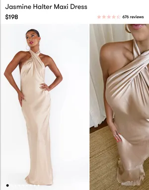 Show Me Your Mumu Jasmine Halter Maxi Bridesmaid Dress Champagne S thumbnail 2