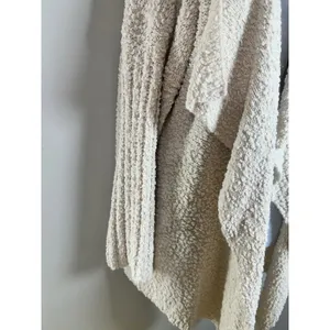 POL Women Cream Popcorn Knit Open Front Draped Cardigan‎ Sweater BST573 Large thumbnail 4