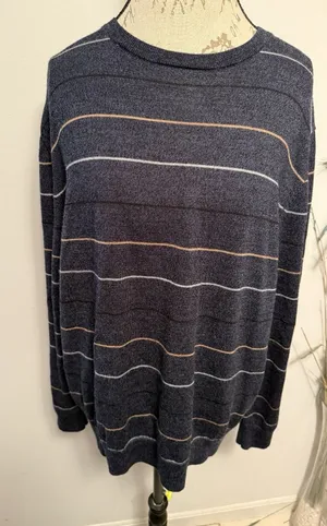 BANANA REPUBLIC‎ Women's Sweater Long Sleeve Striped 100% Merino Wool Size XL thumbnail 1