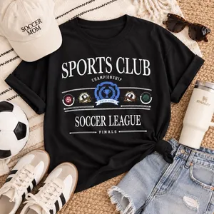 No Boundaries Womens S Black Sports Club Soccer League Graphic Boxy T-Shirt thumbnail 3