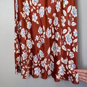 Bec + Bridge Blossom Strapless Satin Floral Cowl Back Maxi Dress Rust Red thumbnail 3