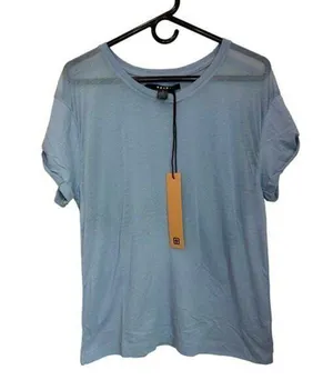 Ksubi Women's Devore Aged Blue Perforated Sheer Tee‎ Casual Everyday NWT XS thumbnail 1