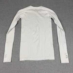 Lululemon Long Sleeve Shirt Womens Small White Textured Knit Thumbholes Yoga thumbnail 9