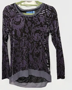 Simply Vera Wang Womens Whimsigoth Velvet Burnout Top Size M Purple Fairy Grunge thumbnail 1