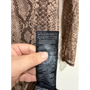 GUESS Women Brown Snake Print Mesh Mock Neck Long Sleeve Bodycon Dress L NWT thumbnail 8