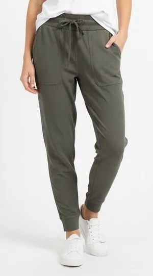 Lululemon Align Ribbed Jogger Pants Olive Green Size 4 Drawstring Pockets thumbnail 1