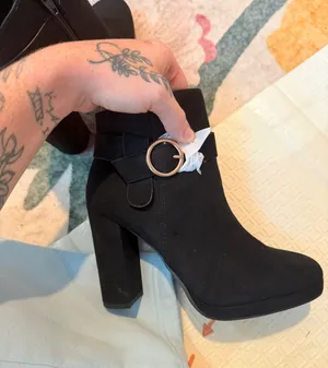 LC Lauren Conrad Avant Black Faux Suede Buckle Ankle Booties NWT - Size 7 thumbnail 1