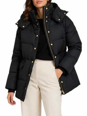 J. Crew New Chateau Puffer Coat Water Resistant Black Size M thumbnail 1