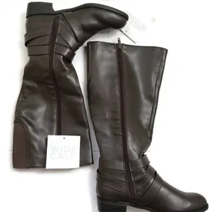 Life Stride Equestrian Tall Brown Subtle Wide Calf Heeled Boots Zip Up 5 thumbnail 1