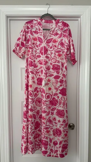 Pink Floral Maxi Dress Size M thumbnail 1