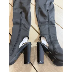 Bamboo Women’s Sunlight-02s Size‎ 9 Thigh High Stretchy Peep Toe Heeled Boots thumbnail 4