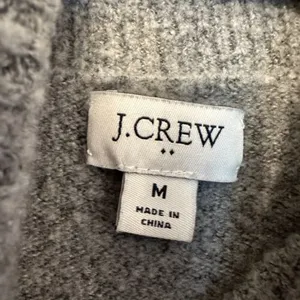 J Crew Women Size Medium Sweater Dress Gray White Striped Wool Blend Turtleneck‎ thumbnail 4