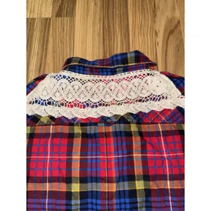Brooks Brothers Red Fleece Plaid Button Down Shirt Women's 12‎ Lace Back thumbnail 4
