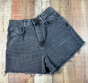 BDG Urban Outfitters Black Denim Skater Baggy High Rise Cutoff Shorts Size 28 thumbnail 1