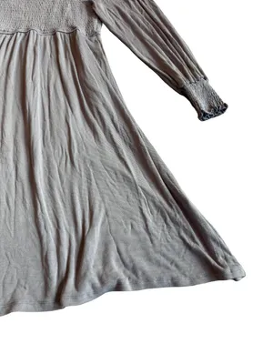 Three Bird Nest Purple Flowy Dress Smocked Long Sleeve Stretchy Size Medium thumbnail 6